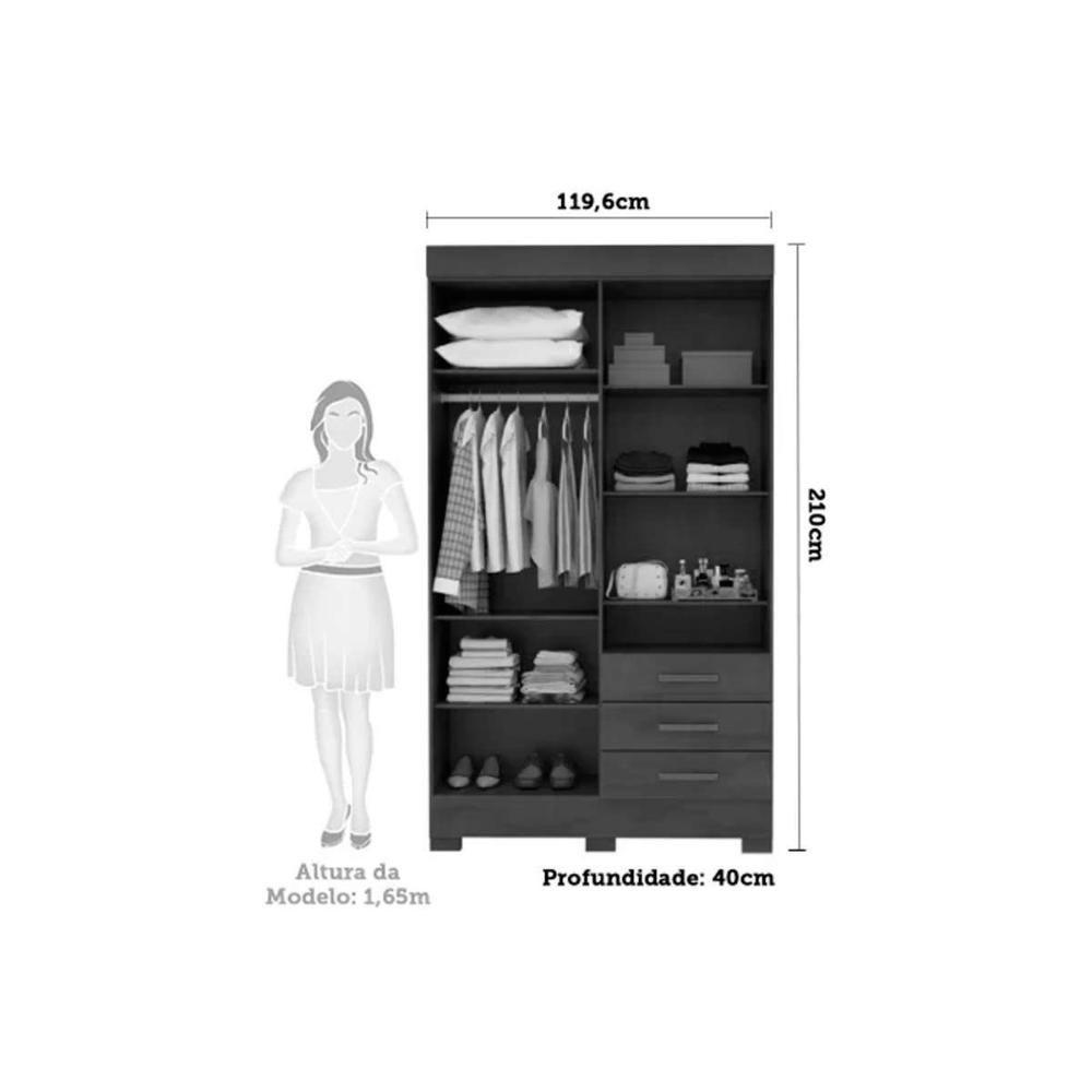 Guarda Roupa 4 Portas (2 C/ Espelho) E 3 Gavetas Débora Cinamomo - Acp - 2