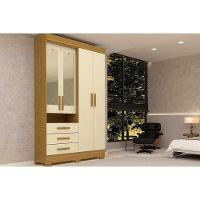 Guarda Roupa 4 Portas (2 C/ Espelho) E 3 Gavetas Débora Cinamomo/off White - Acp - 1