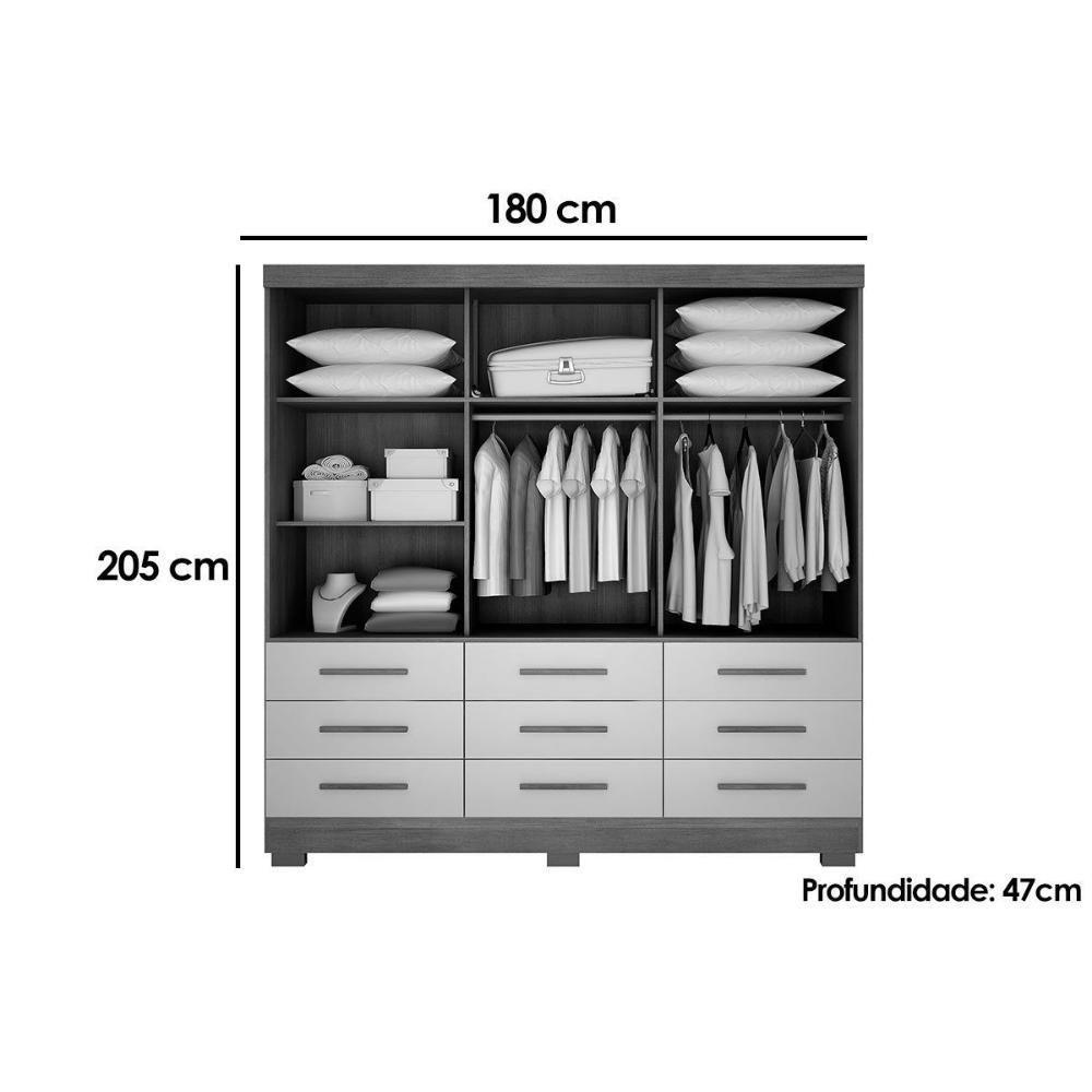 Guarda Roupa 3 Portas E 9 Gavetas Buriti/jequitibá Cumaru/fendi 25 - Novo Horizonte - 2