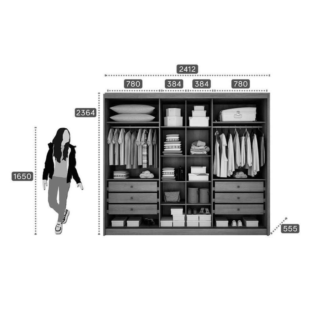 Guarda Roupa 3 Portas E 6 Gavetas Diamond/londres Plus Cumaru/fendi 25 - Novo Horizonte - 2