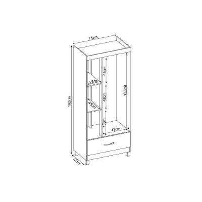 Guarda Roupa Solteiro Prince Cafe Touch 3 Portas de Bater 1 Gaveta Cafe Touch MDP