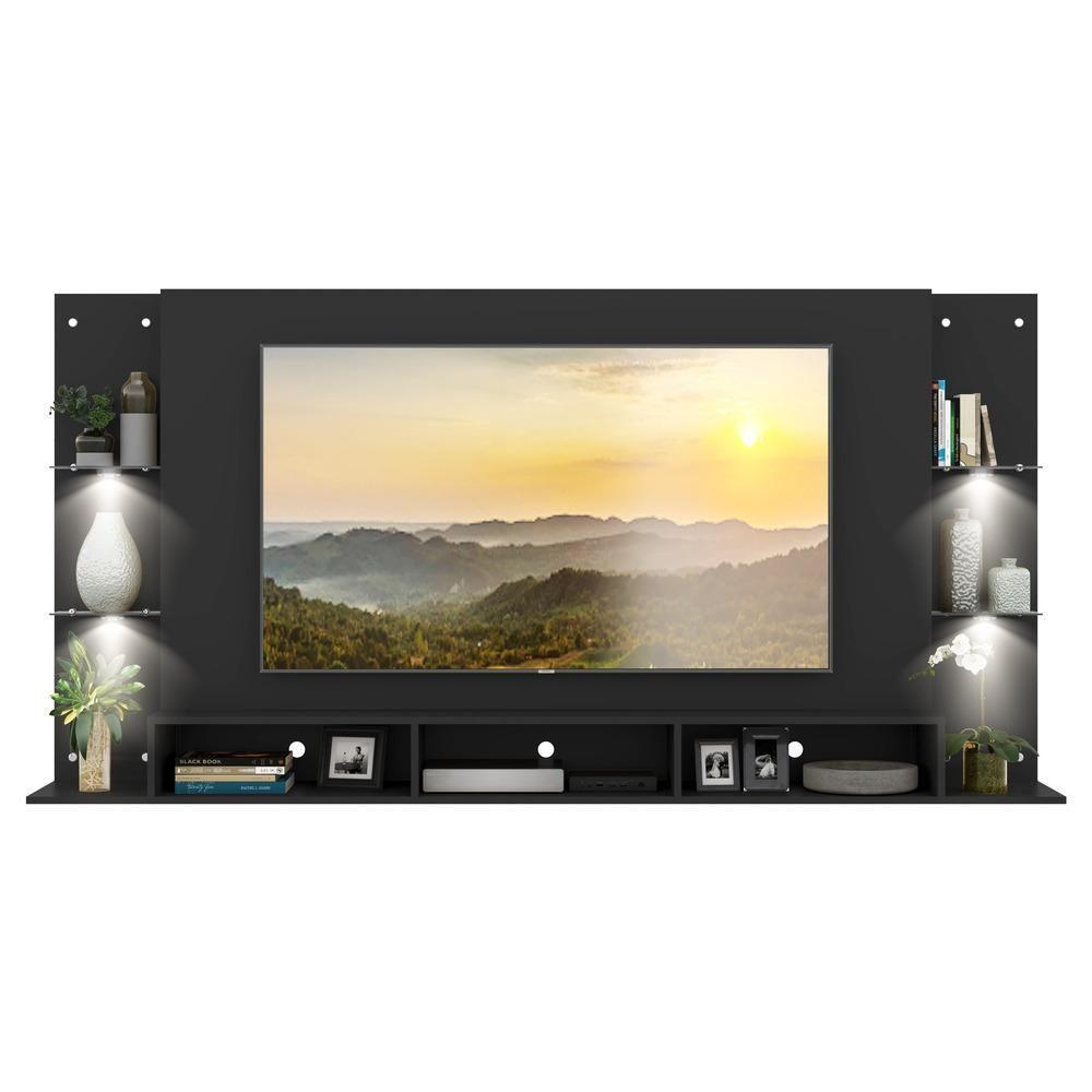 Painel Com Suporte Tv 65" E 4 Leds Vegas Premium Multimóveis V3674 Preto Preto - 4
