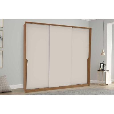 Guarda Roupa 3 Portas De Correr E 4 Gavetas Porto Freijo/creme - Politorno