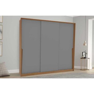 Guarda Roupa 3 Portas De Correr E 4 Gavetas Porto Freijo/cinza - Politorno