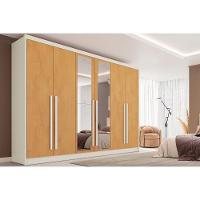 Guarda Roupa 6 Portas (2 C/ Espelho) E 6 Gavetas Valencia Off White/peroba - Europa - 1