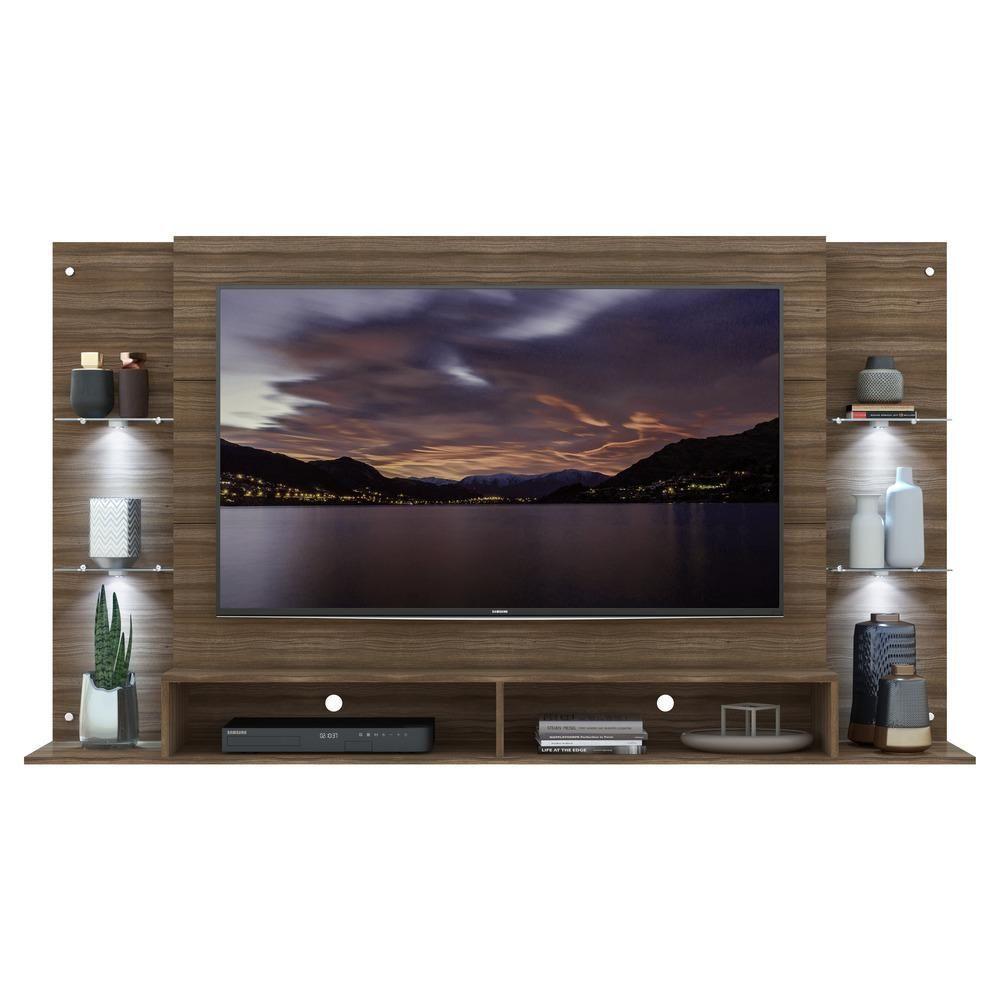 Painel Com Suporte Tv 60´´ e 4 Leds Prateleiras De Vidro - 1