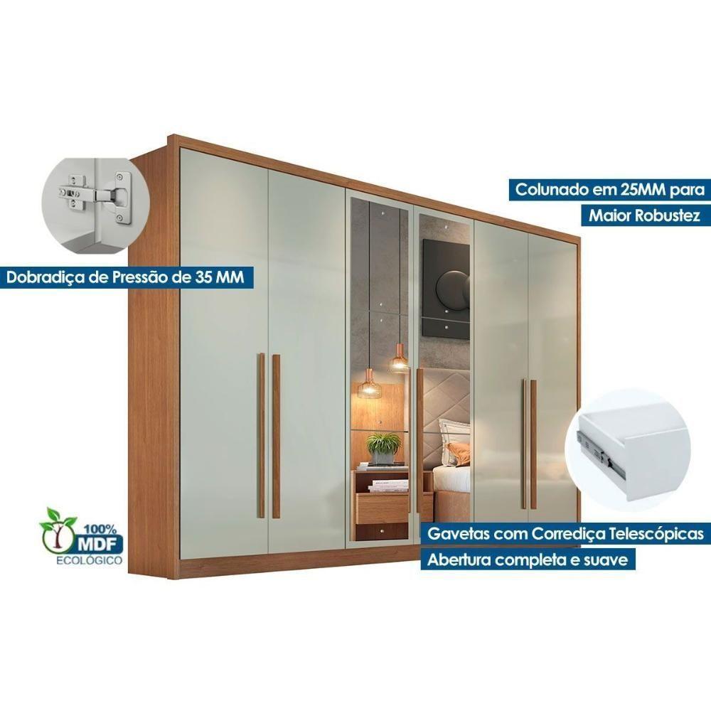 Guarda Roupa 6 Portas (2 C/ Espelho) E 6 Gavetas Robust/livorno Neve - Novo Horizonte - 3