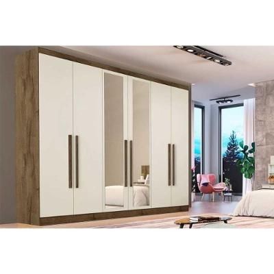 Guarda Roupa 6 Portas (2 C/ Espelho) E 6 Gavetas Oslo Braúna/off White - Europa