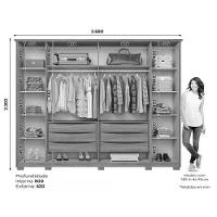 Guarda Roupa 6 Portas (2 C/ Espelho) E 6 Gavetas C/ Pés Dubai Nature/off White - Henn - 2