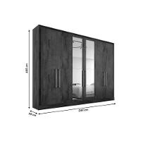 Guarda Roupa 6 Portas (2 C/ Espelho) E 6 Gavetas Argos Off White - Europa - 7