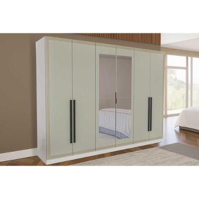 Guarda Roupa 6 Portas (2 C/ Espelho) E 4 Gavetas Valência Branco/verde - Politorno