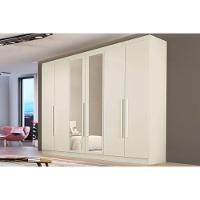 Guarda Roupa 6 Portas (2 C/ Espelho) E 4 Gavetas Oslo Off White - Europa - 1