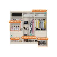 Guarda Roupa 6 Portas (2 C/ Espelho) E 4 Gavetas Oslo Off White - Europa - 3
