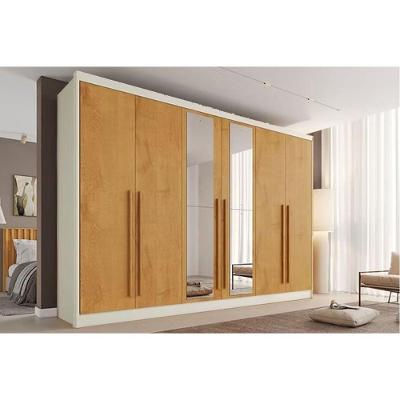 Guarda Roupa Casal Alba Plus 6 Portas de Bater 4 Gavetas Off White-Peroba Europa