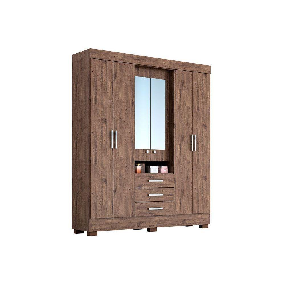 Guarda Roupa 6 Portas (2 C/ Espelho) E 3 Gavetas Débora Cinamomo - Acp - 10