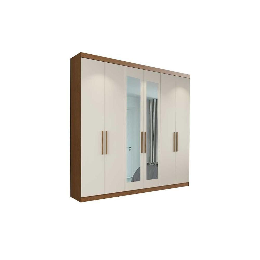 Guarda Roupa 6 Portas (2 C/ Espelho) E 2 Gavetas Ph1707 Cedro/off White - Herval - 1