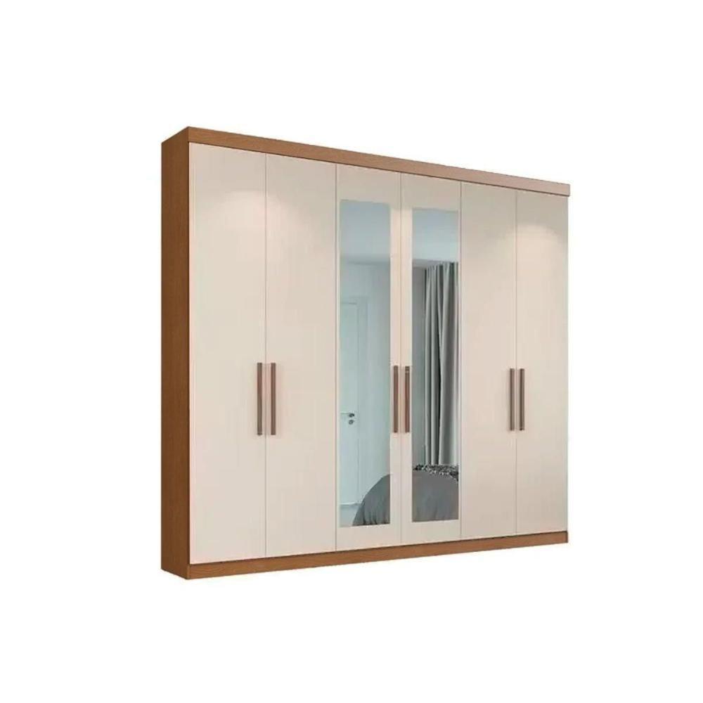 Guarda Roupa 6 Portas (2 C/ Espelho) E 2 Gavetas Ph1707 Carvalho Vermontt/off White - Herval - 1