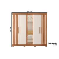 Guarda Roupa 5 Portas E 2 Gavetas C/ Espelho Sophia Lux Freijo/off White - Caemmun - 2