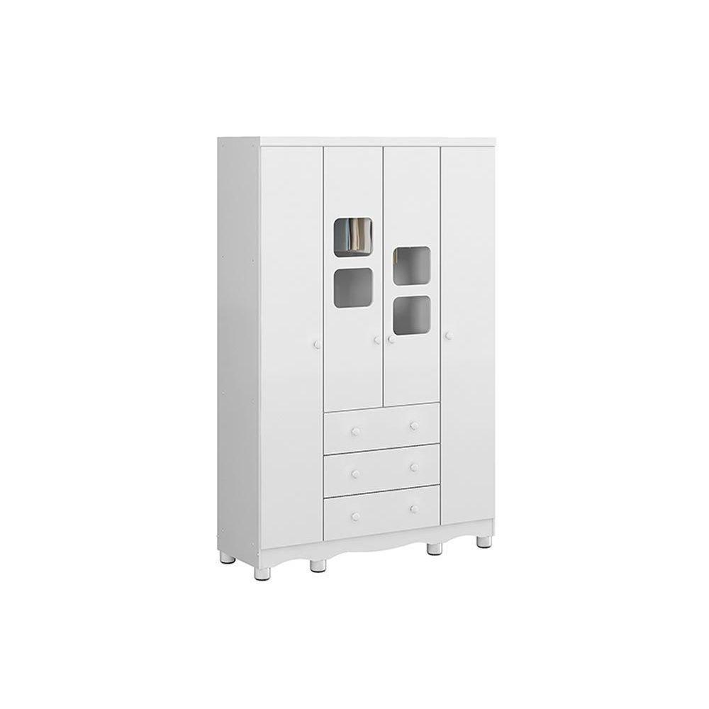 Guarda Roupa 4 Portas Uli C/ E 3 Gavetas Branco - Peroba - 1