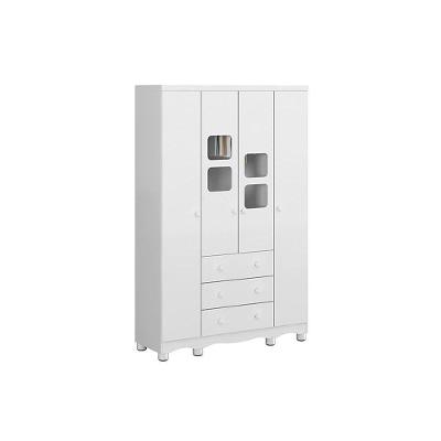 Guarda Roupa 4 Portas Uli C/ E 3 Gavetas Branco - Peroba