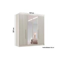 Guarda Roupa 4 Portas Ripadas (2 C/ Espelho) E 3 Gavetas Potente Off White - Europa - 3