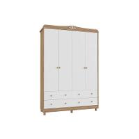 Guarda Roupa 4 Portas Elô C/ E 4 Gavetas Branco/carvalho - Peroba - 1