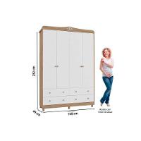 Guarda Roupa 4 Portas Elô C/ E 4 Gavetas Branco/carvalho - Peroba - 2