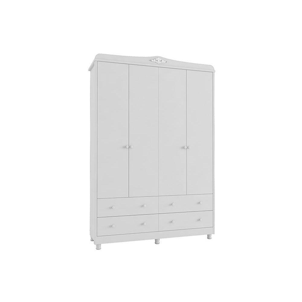 Guarda Roupa 4 Portas Elô C/ E 4 Gavetas Branco - Peroba - 1