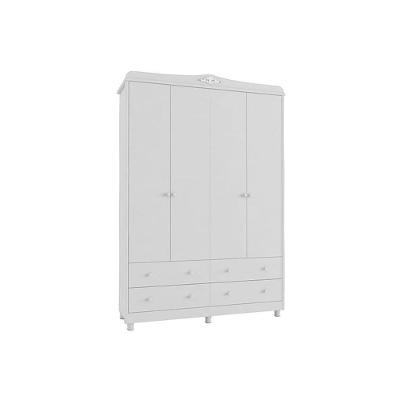 Guarda Roupa 4 Portas Elô C/ E 4 Gavetas Branco - Peroba