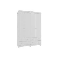 Guarda Roupa 4 Portas Elô C/ E 4 Gavetas Branco - Peroba - 1