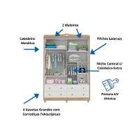 Guarda Roupa 4 Portas Elô C/ E 4 Gavetas Branco - Peroba - 3