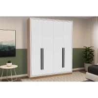 Guarda Roupa 4 Portas E 4 Gavetas Valência Freijo/branco - Politorno - 1