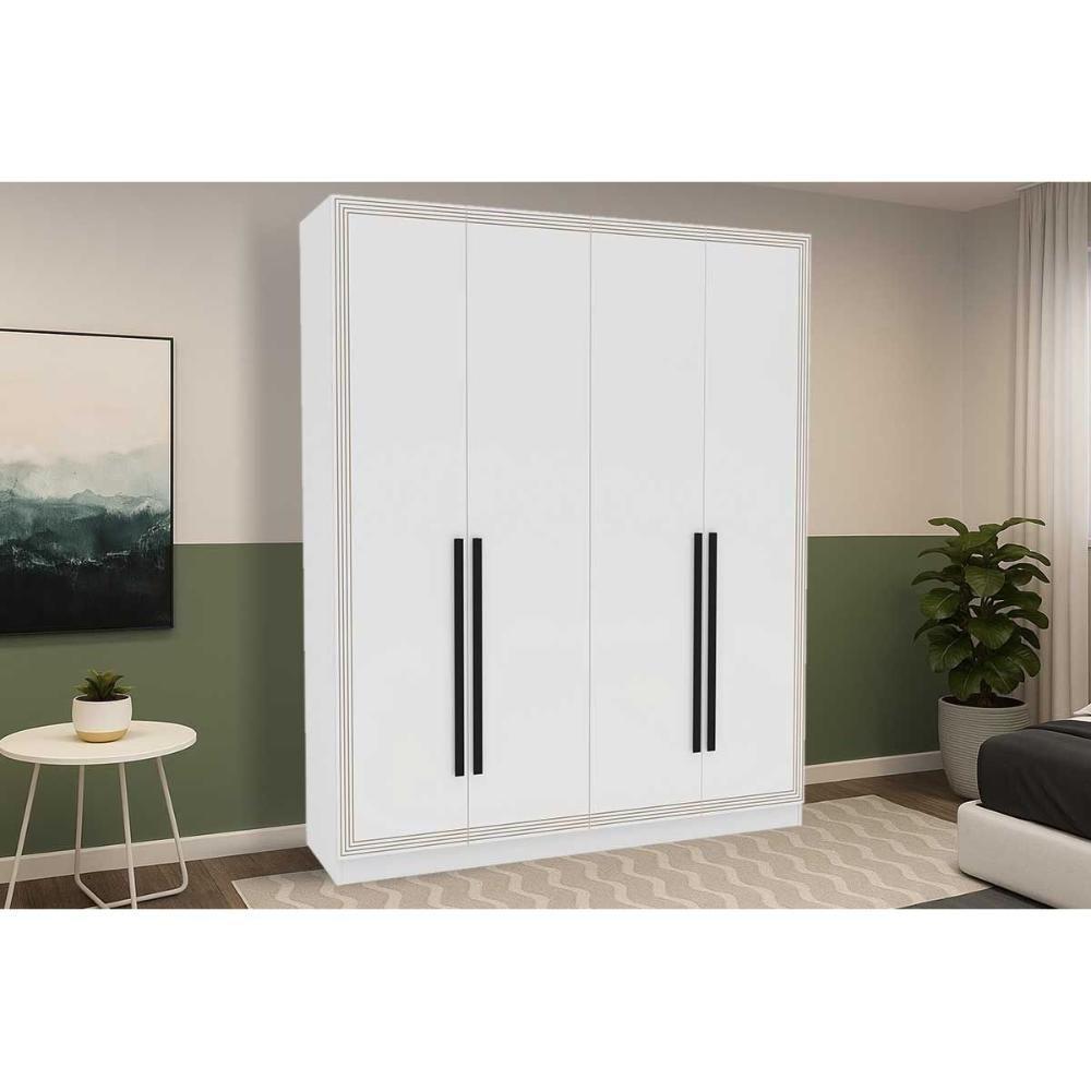Guarda Roupa 4 Portas E 4 Gavetas Valência Branco - Politorno - 1