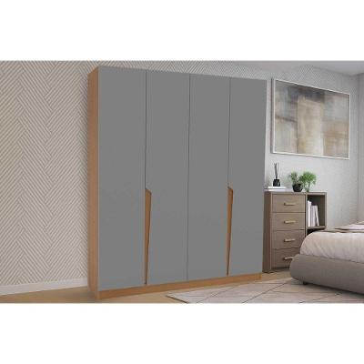 Guarda Roupa 4 Portas E 4 Gavetas Porto Freijo/cinza - Politorno