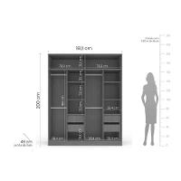 Guarda Roupa 4 Portas E 4 Gavetas Porto Freijo/cinza - Politorno - 2