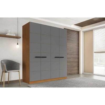 Guarda Roupa Casal Lisboa 4 Portas de Bater 4 Gavetas Freijo-cinza Politorno