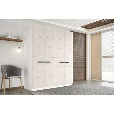 Guarda Roupa Casal Lisboa 4 Portas de Bater 4 Gavetas Branco-creme Politorno