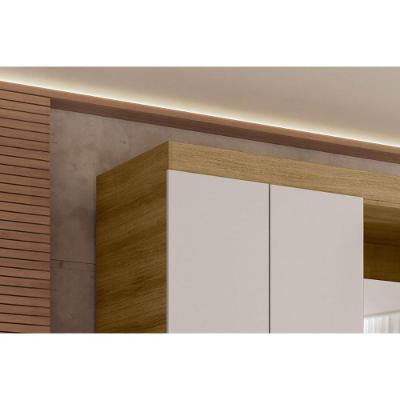 Guarda Roupa Casal Clapton 4 Portas de Bater 3 Gavetas Lamina Mel-Cacao Caemmun