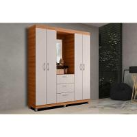 Guarda Roupa 4 Portas E 3 Gavetas C/ 1 Espelho Clapton Freijo/off White - Caemmun - 1