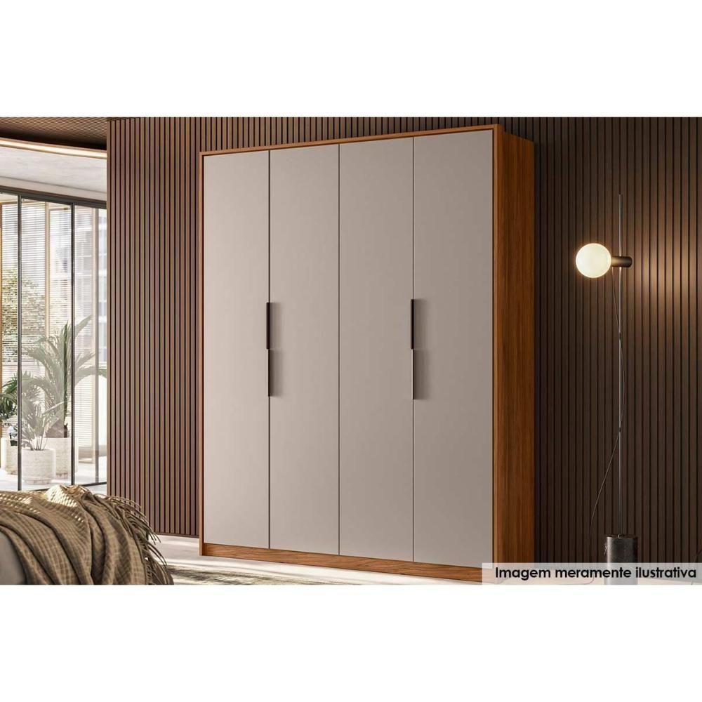 Guarda Roupa 4 Portas E 3 Gavetas Attore Nogueira/nude - Demóbile - 1
