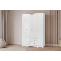 Guarda Roupa 4 Portas C/ E 3 Gavetas Júnior Branco - Peroba - 1