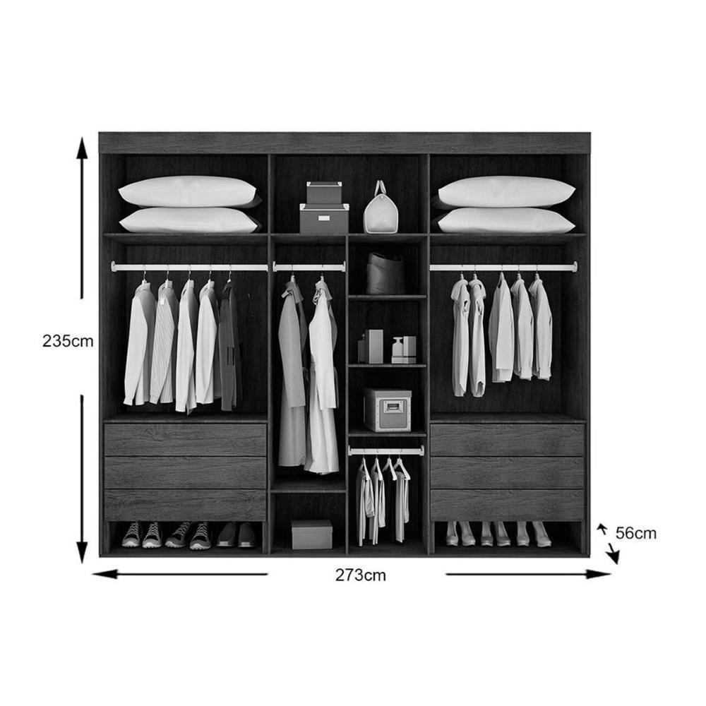 Guarda Roupa 6 Portas E 6 Gavetas C/ Pés Pernambuco Naturale/off White - Rufato - 6