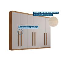 Guarda Roupa 6 Portas E 6 Gavetas C/ Pés Pernambuco Naturale/off White - Rufato