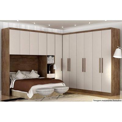 Guarda Roupa Casal Rizon-Linea 6 Portas de Abrir 4 Gavetas Cumaru-Fendi 25 MDF
