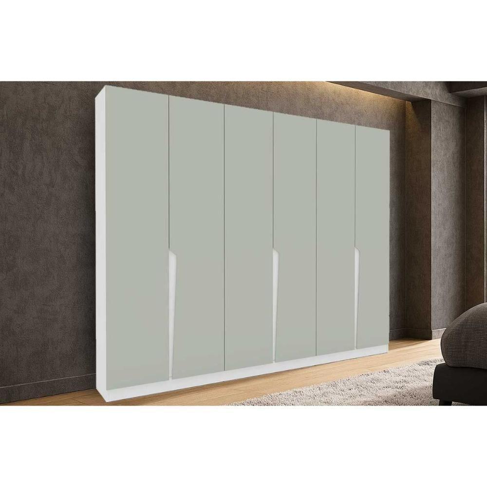 Guarda Roupa 6 Portas E 4 Gavetas Porto Branco/verde - Politorno - 1