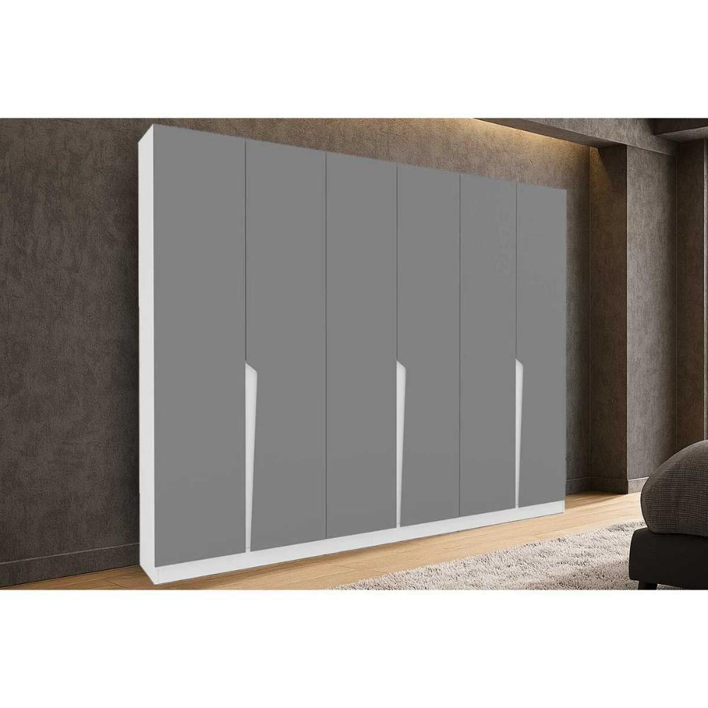 Guarda Roupa 6 Portas E 4 Gavetas Porto Branco/cinza - Politorno - 1