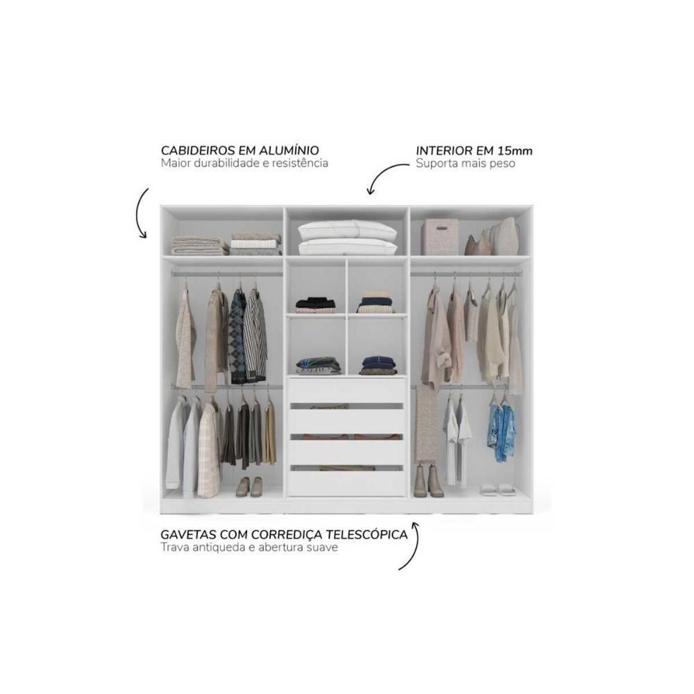 Guarda Roupa 6 Portas E 4 Gavetas Porto Branco/cinza - Politorno - 3