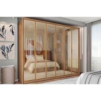 Guarda Roupa 6 Portas E 4 Gavetas C/ Vidro Reflecta Reflex Buriti - Caemmun - 1