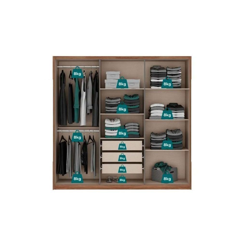 Guarda Roupa 6 Portas E 3 Gavetas C/ Pés Belmont 1154 Freijo/cinza - Carraro - 3