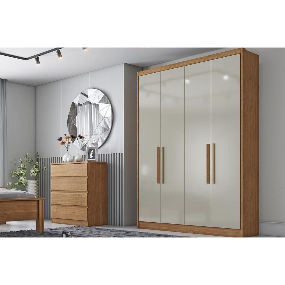 Guarda Roupa 4 Portas E 3 Gavetas Moderni/sevilha Plus Cumaru/fendi 25 - Novo Horizonte - 1